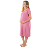 Ultra-soft, stretchy maternity gown with full backside coverage, perfect for pre and post-baby comfort.
