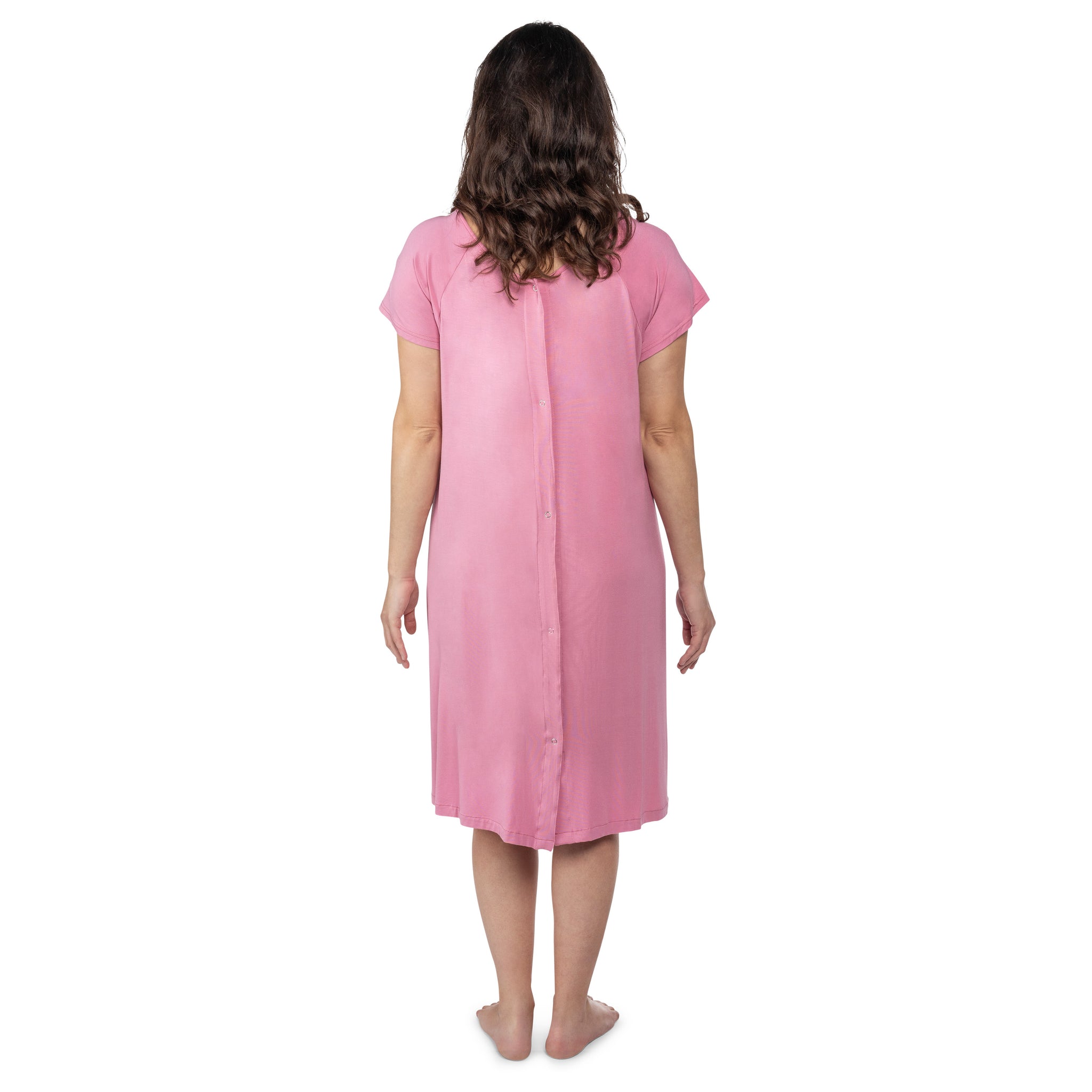Back snaps down the Three Little Tots Labor and Delivery Gown