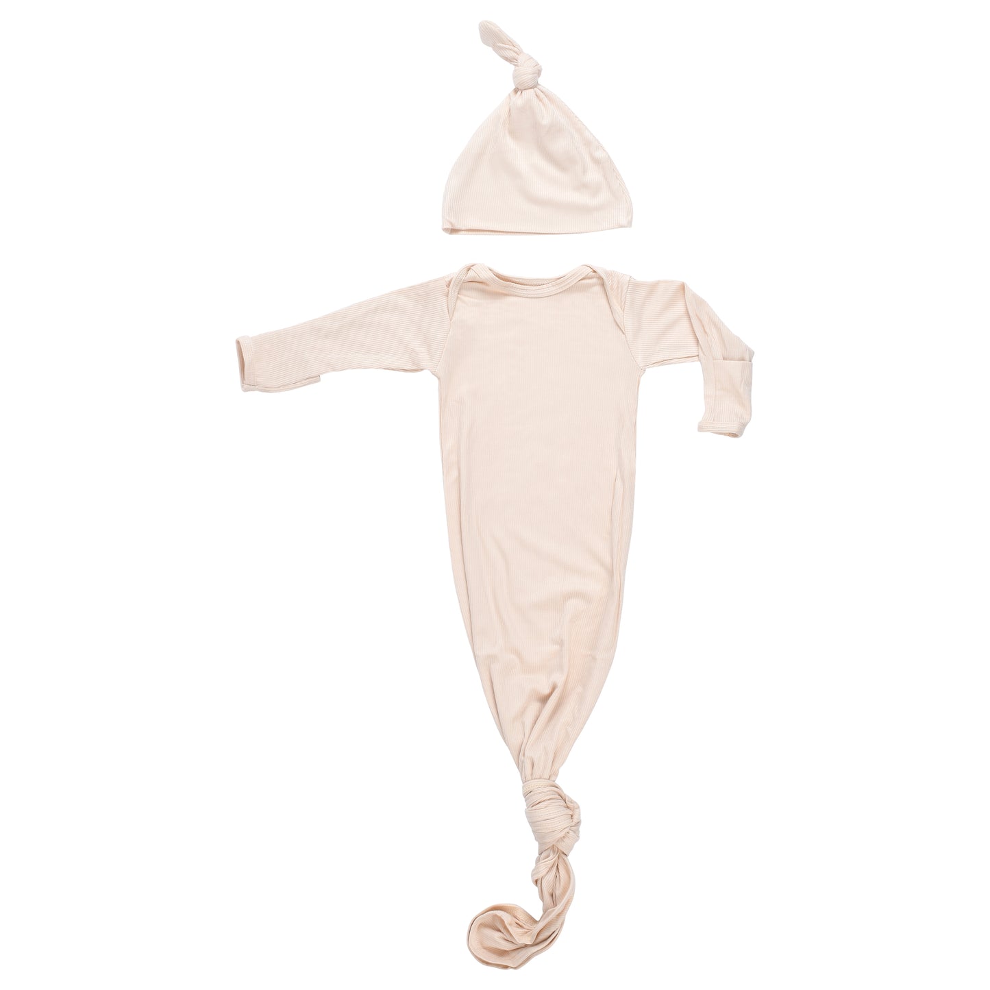 Sandy Ribbed Gown with Hat