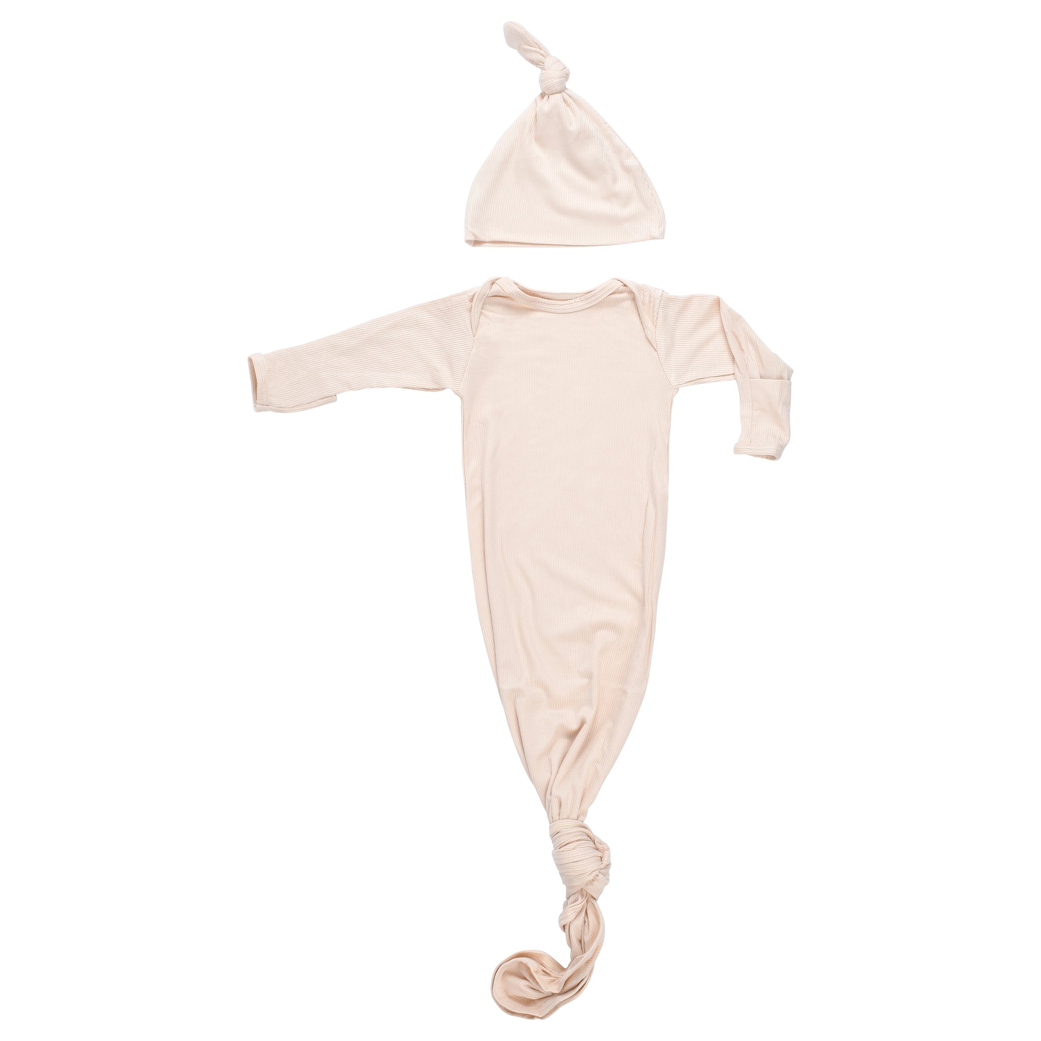 Sandy Ribbed Gown with Hat