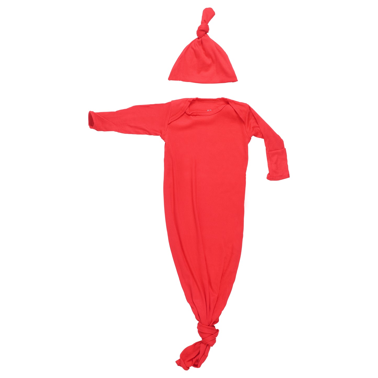 Three Little Tots Red Ribbed Knotted Gown