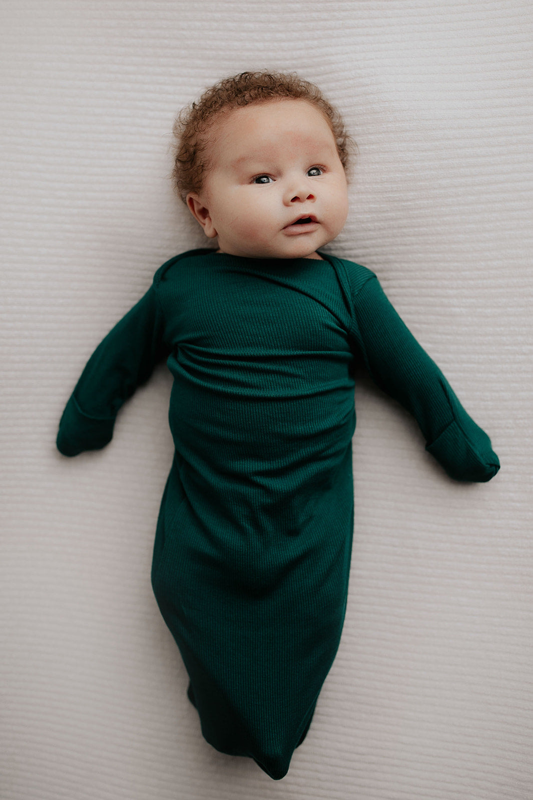 Ribbed Forest Green Ultra Soft Knotted Baby Gown Three Little Tots Ribbed Forest Green Ultra Soft Knotted Baby Gown Three Little Tots