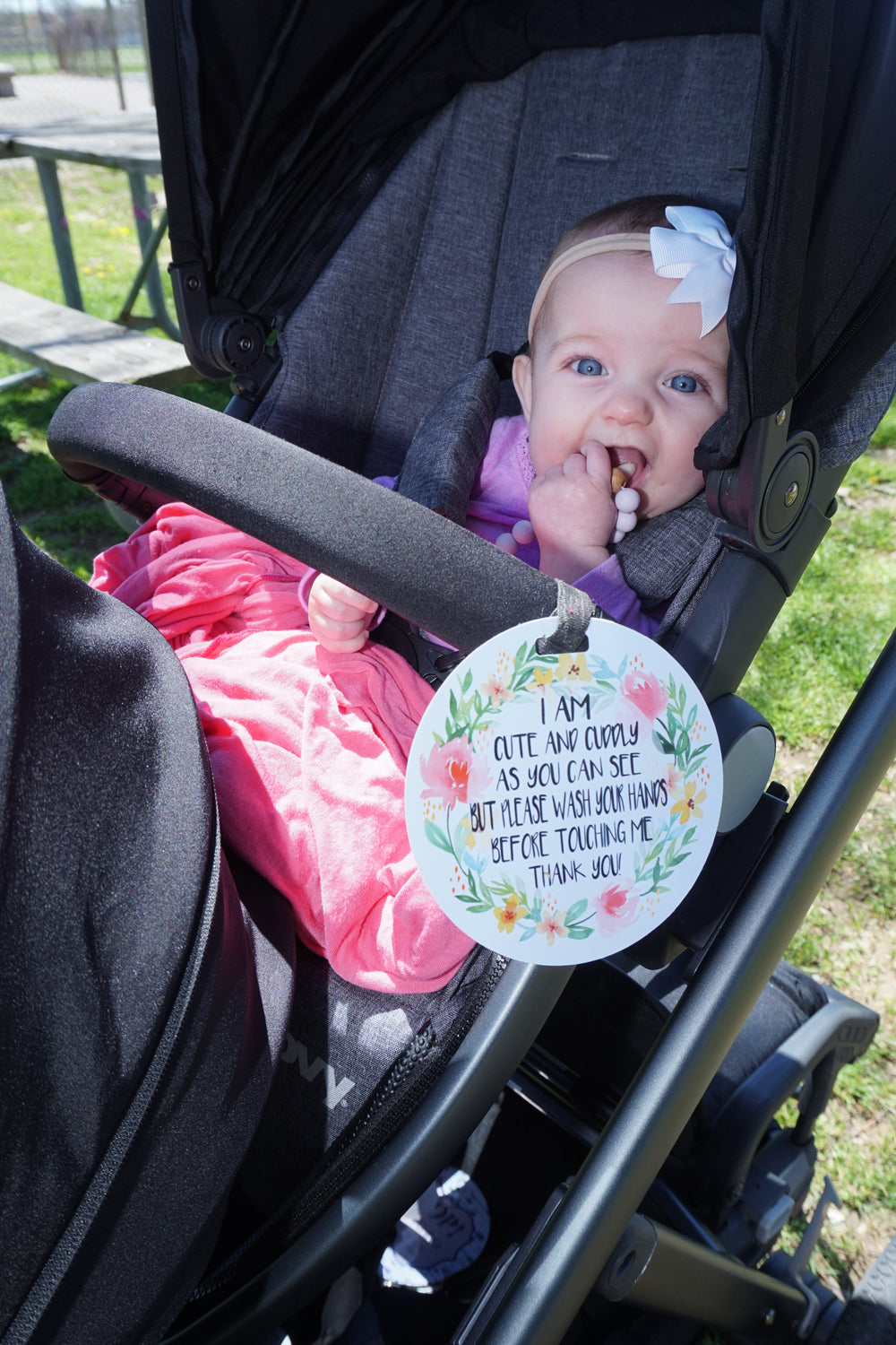 Politely remind others to admire your baby from a distance with these cute and effective no-touch signs. Perfect gift for newborn baby shower or preemie NICU baby. Joovy Qool Stroller