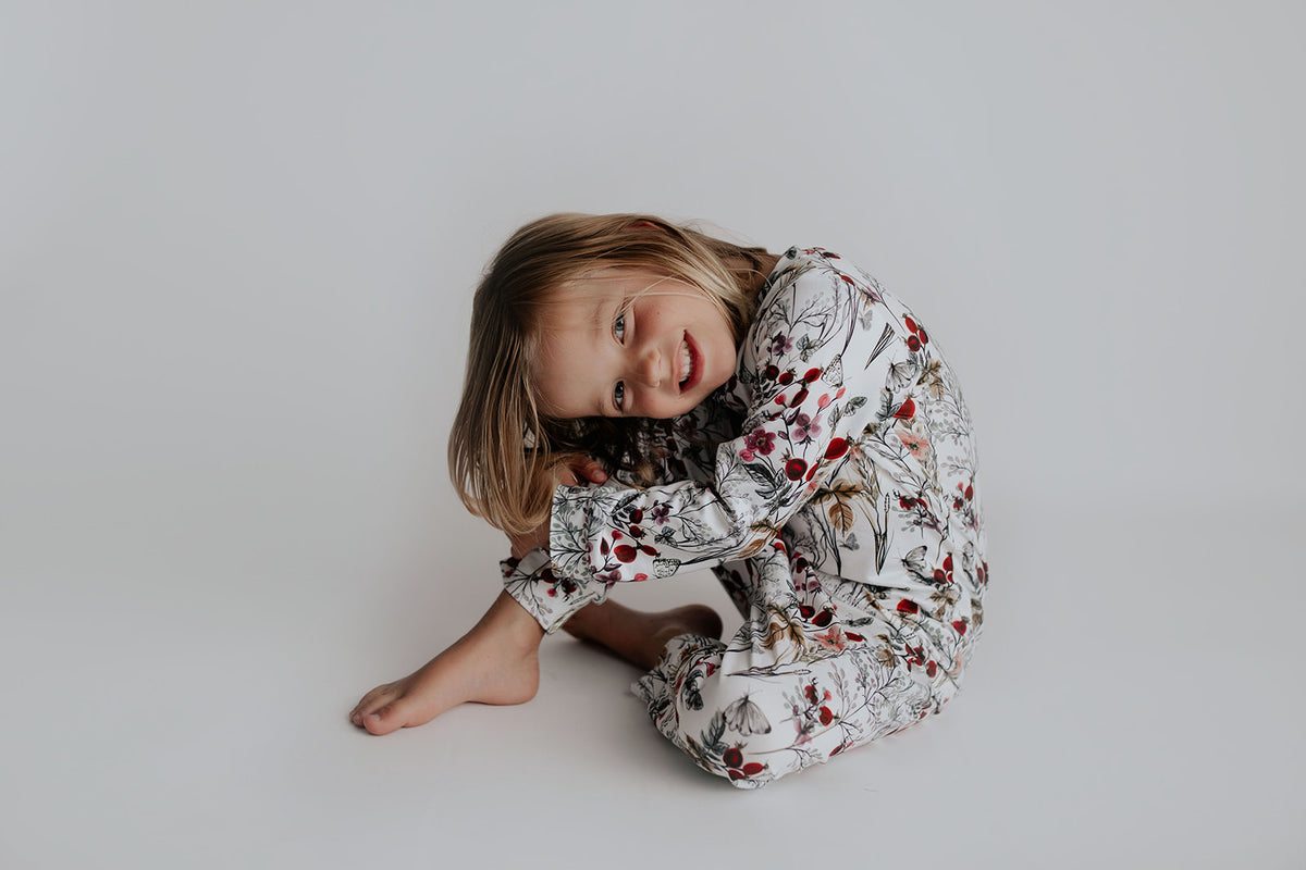 Soft, stretchy two-piece jammies for toddlers and big kids in matching prints and solids for sibling harmony.
