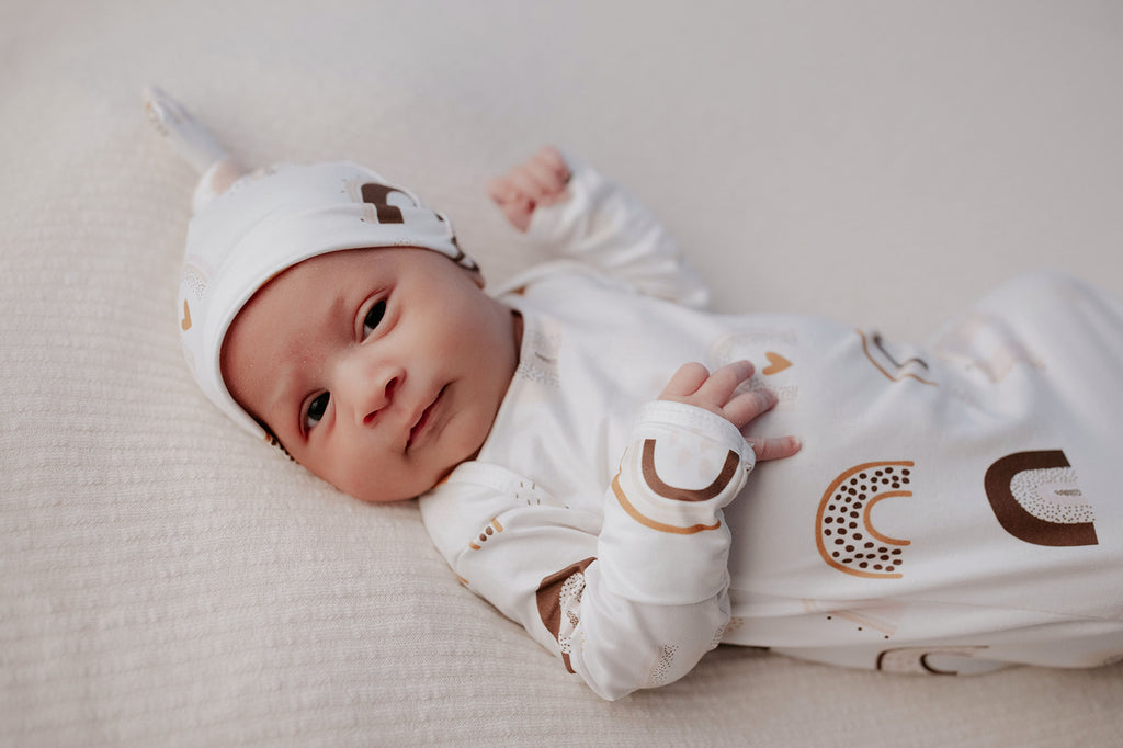 Rainbow Newborn Knotted Baby Gown Three Little Tots