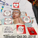 Newborn heart warrior baby after open heart surgery with Three Little Tots Heart Warrior Milestone Cards