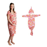Matching Three Little Tots Mommy and Me Labor Gown and knotted baby gown
