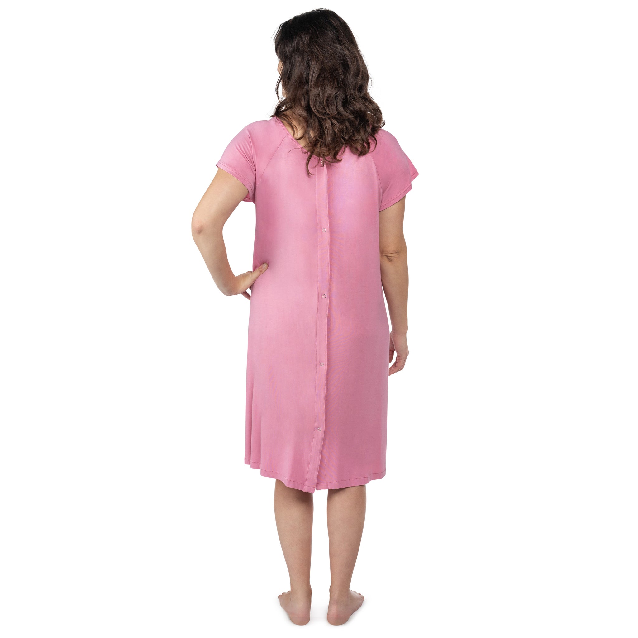 Ultra-soft, stretchy maternity gown with full backside coverage, perfect for pre and post-baby comfort.