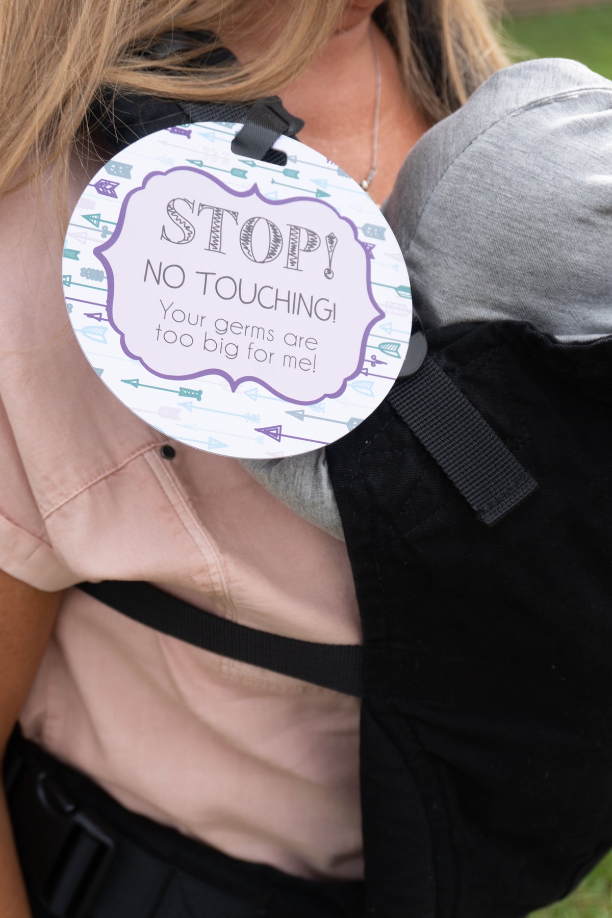 Keep germs away and your baby safe with our Do Not Touch signs. Perfect for car seats, strollers, and more!