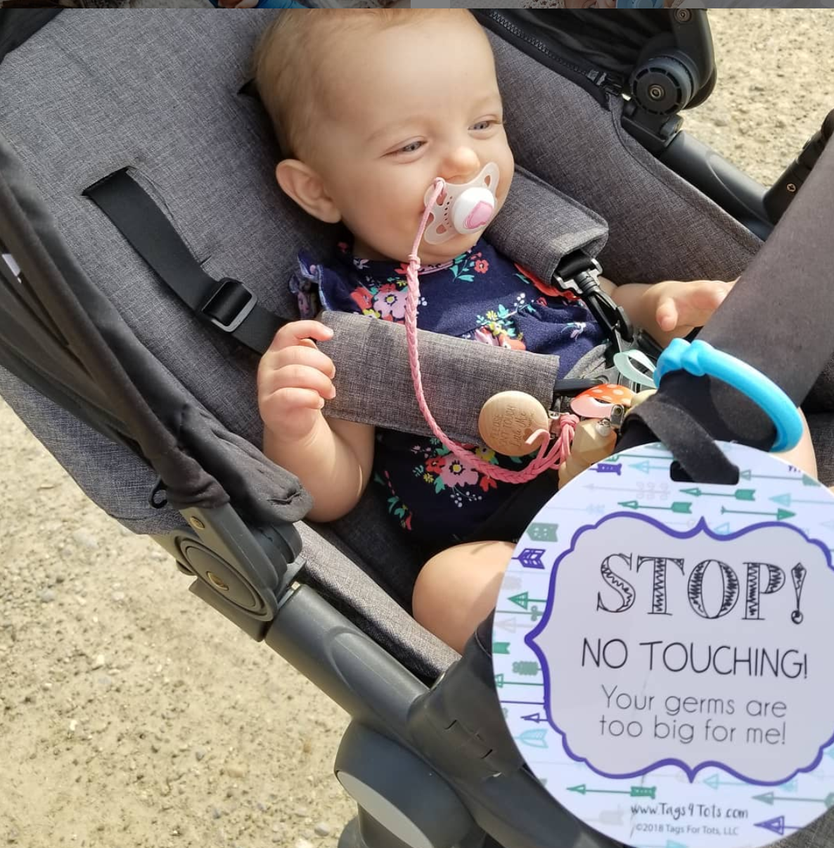 Keep germs away and your baby safe with our Do Not Touch signs. Perfect for car seats, strollers, and more!