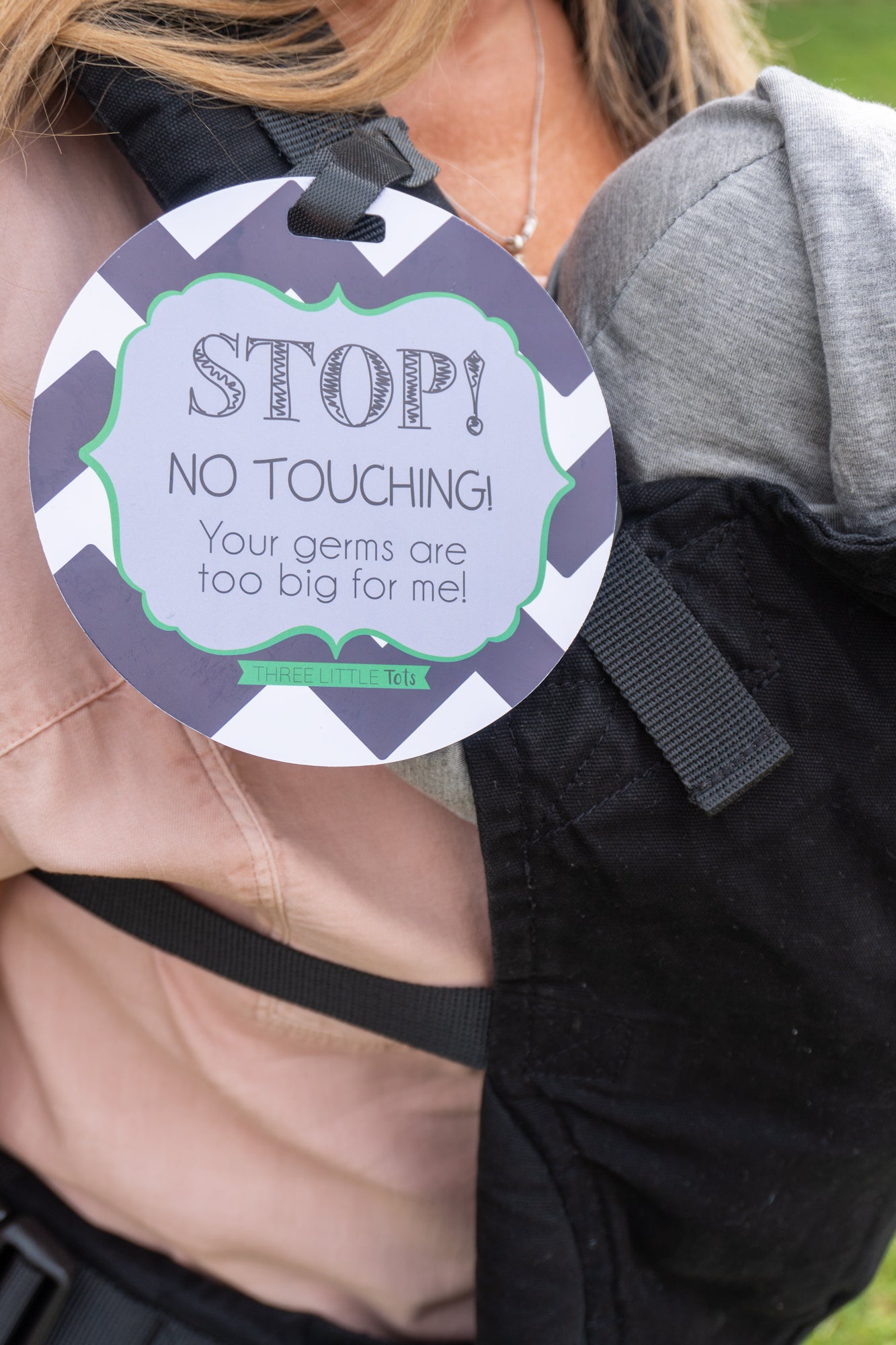 no touching baby sign on carrier