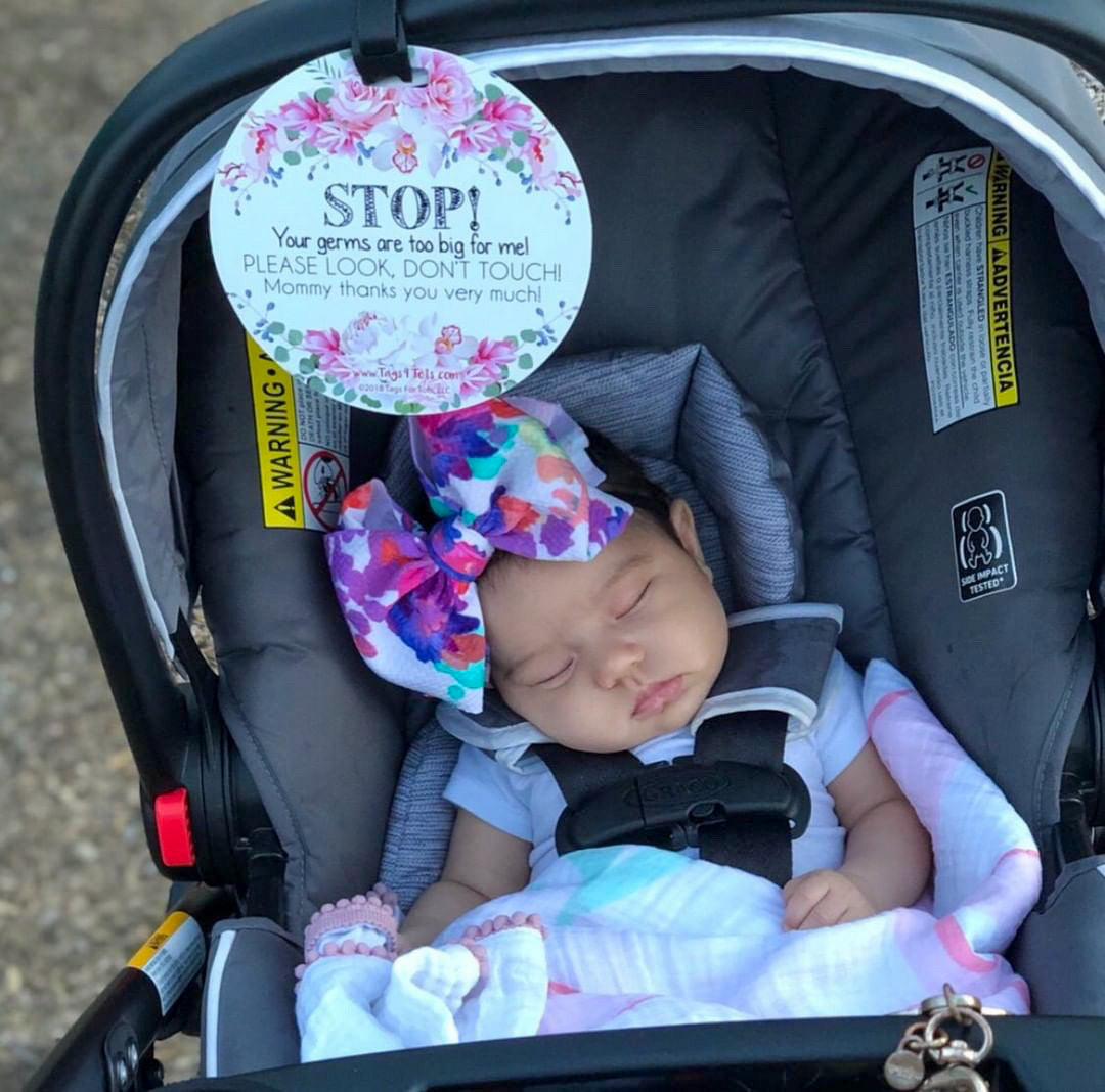 Keep your baby safe from germs! Attach these tags to strollers, car seats, or cribs for peace of mind.