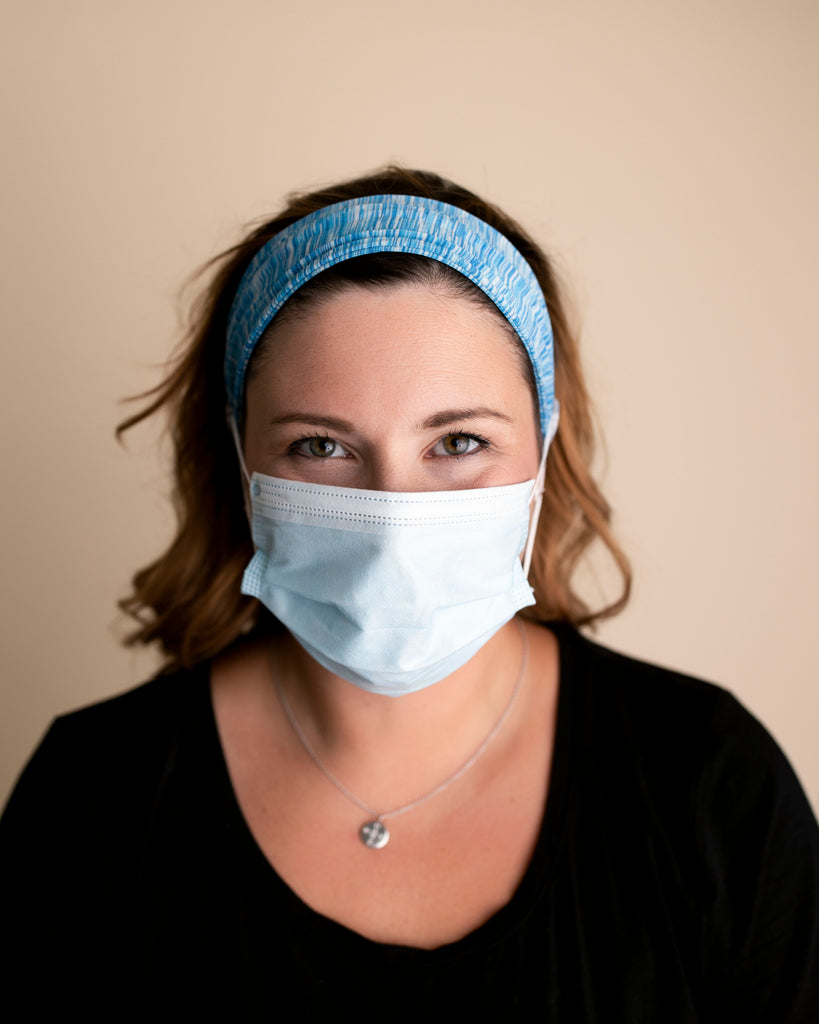 Light Blue Nurse Headband with a buttons for Masks – Three  display picture 1