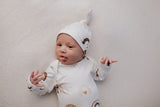 Luxuriously soft modal knotted baby gowns for rainbow babies, offering comfort, easy diaper changes, and style. Three Little Tots Rainbow Knotted Baby gown.