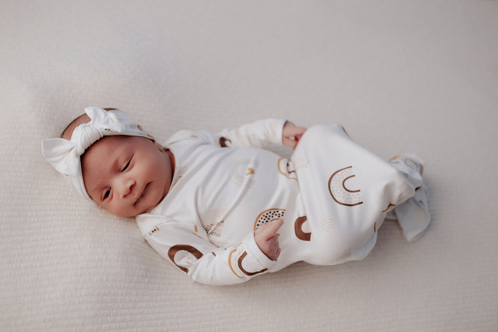 Rainbow Newborn Knotted Baby Gown Three Little Tots