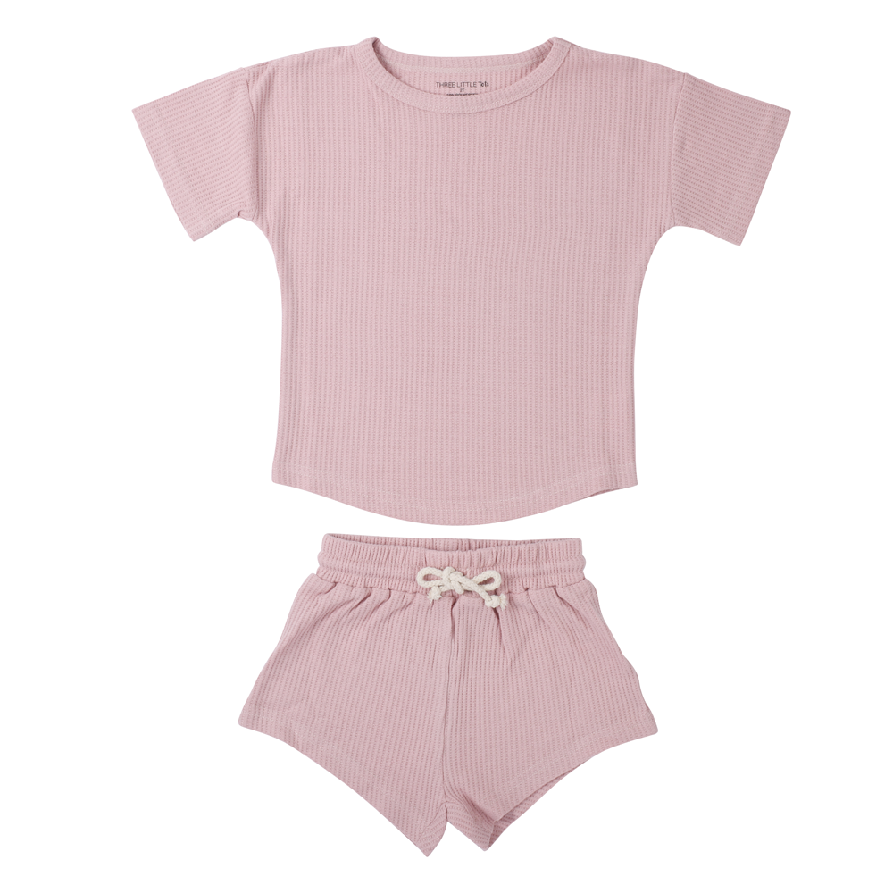 Three Little Tots Rose Summer Waffle Top and Bottom Set, additional product photo