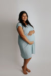Ribbed Blue Bird Labor & Delivery Gown