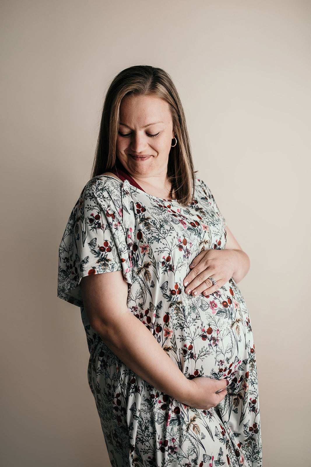 Three Little Tots Plus Size Floral Mommy Labor and Delivery Nursing Gown, another angle