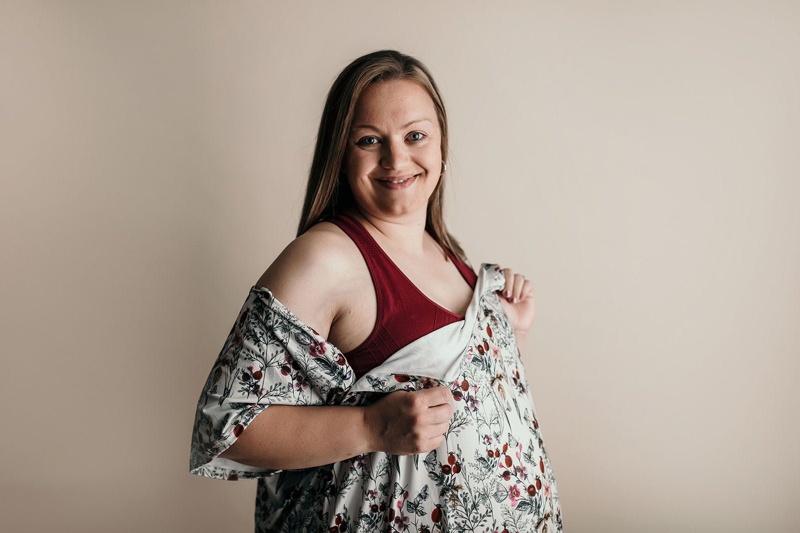 Three Little Tots Plus Size Floral Mommy Labor and Delivery Nursing Gown, third additional photo