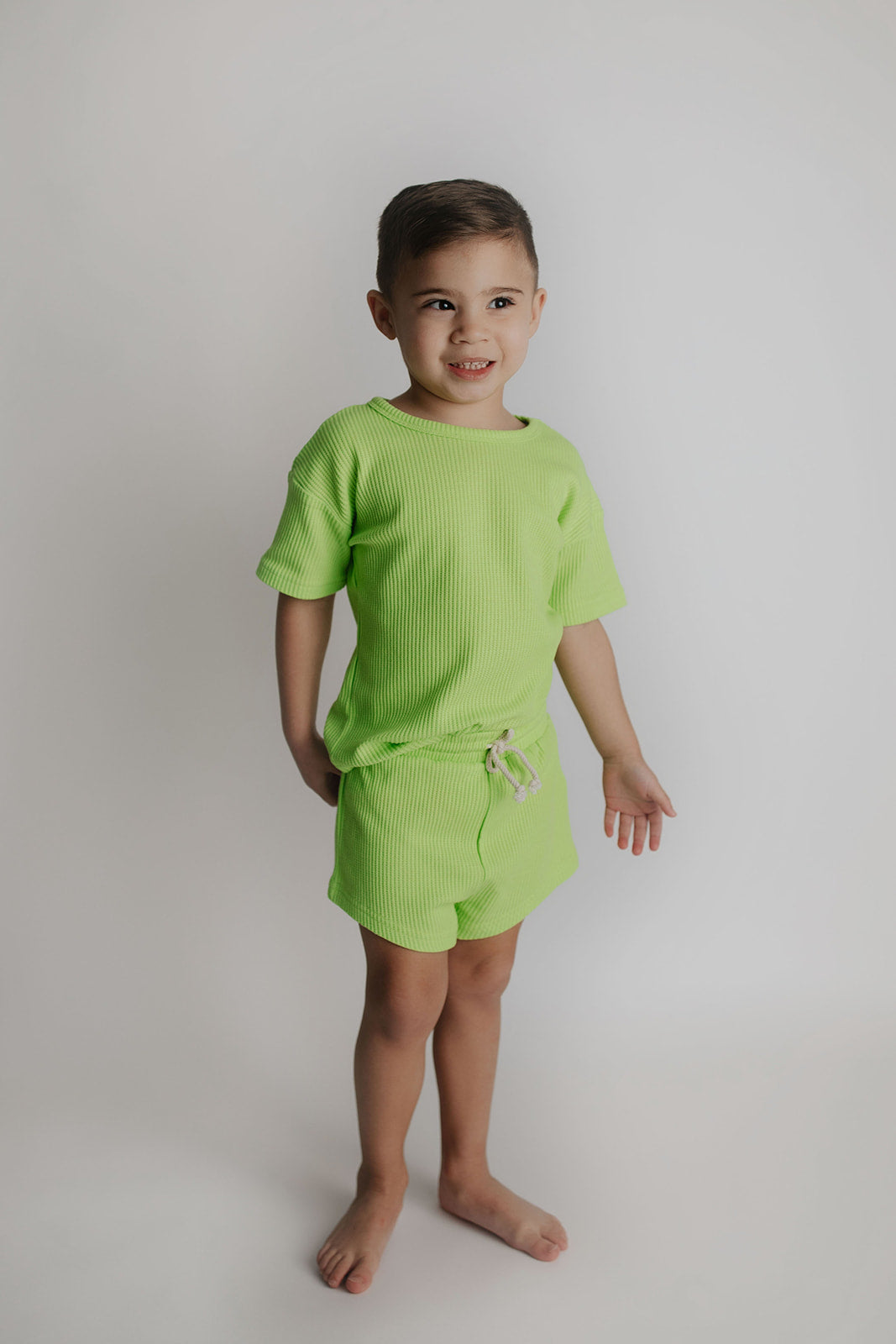 Three Little Tots Lime Green Waffle Set, seventh additional photo