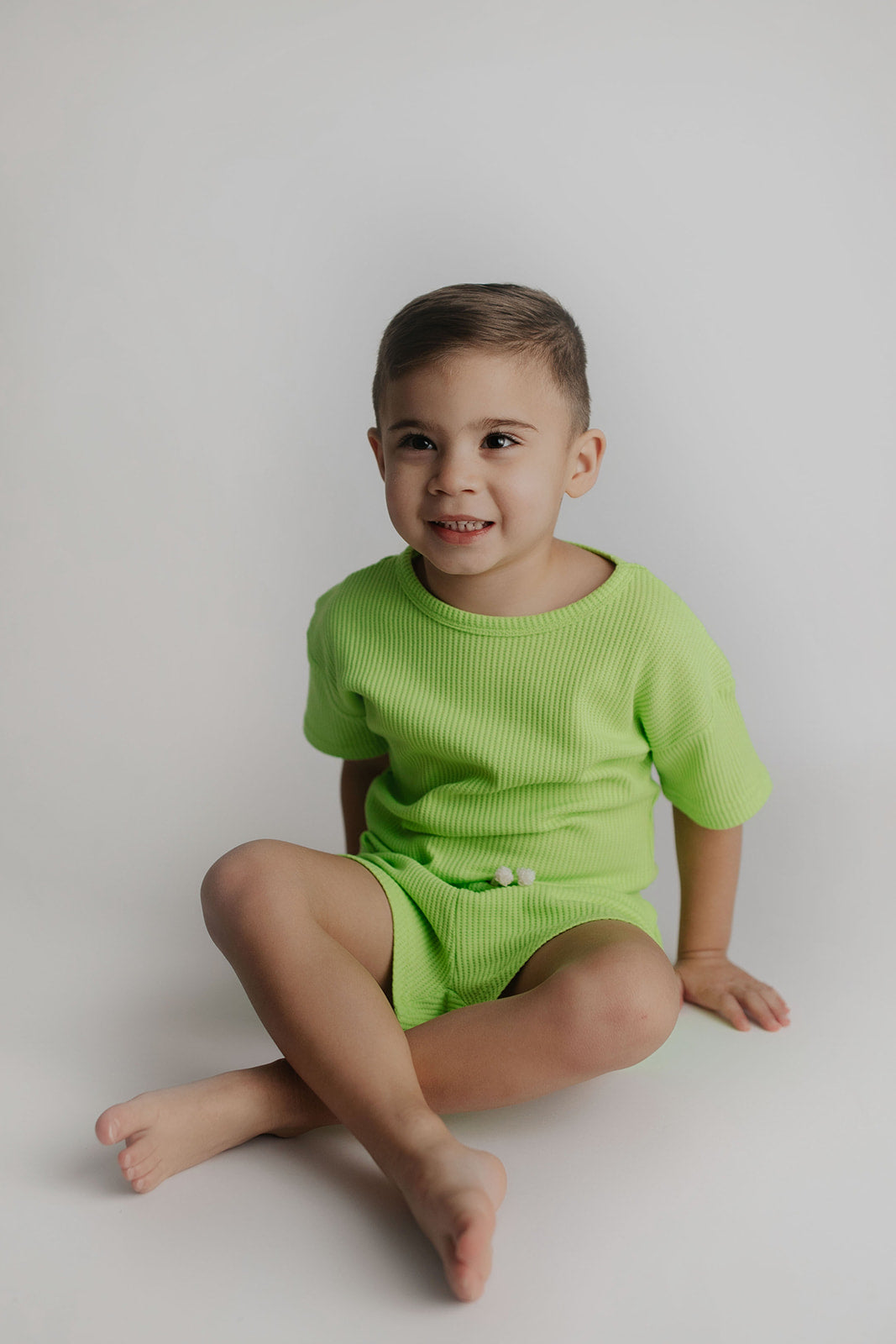 Three Little Tots Lime Green Waffle Set, sixth additional photo