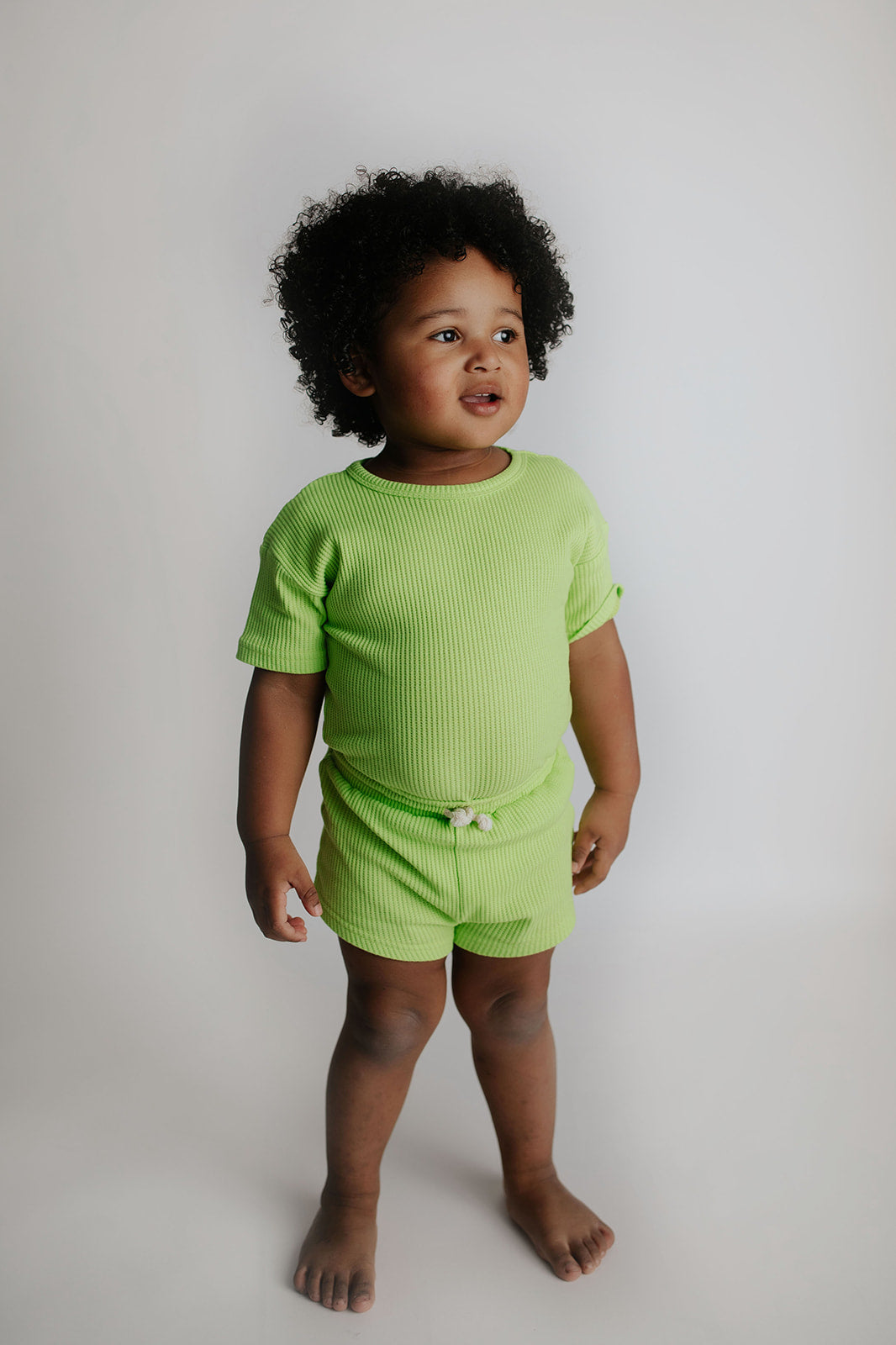 Three Little Tots Lime Green Waffle Set, fifth additional photo