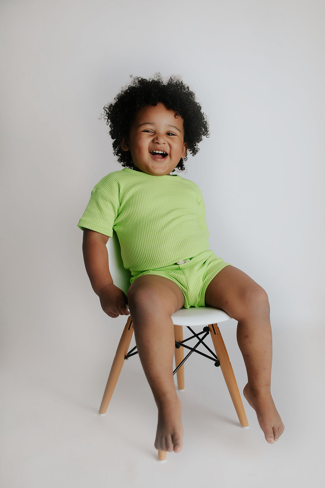 Three Little Tots Lime Green Waffle Set, fourth additional photo