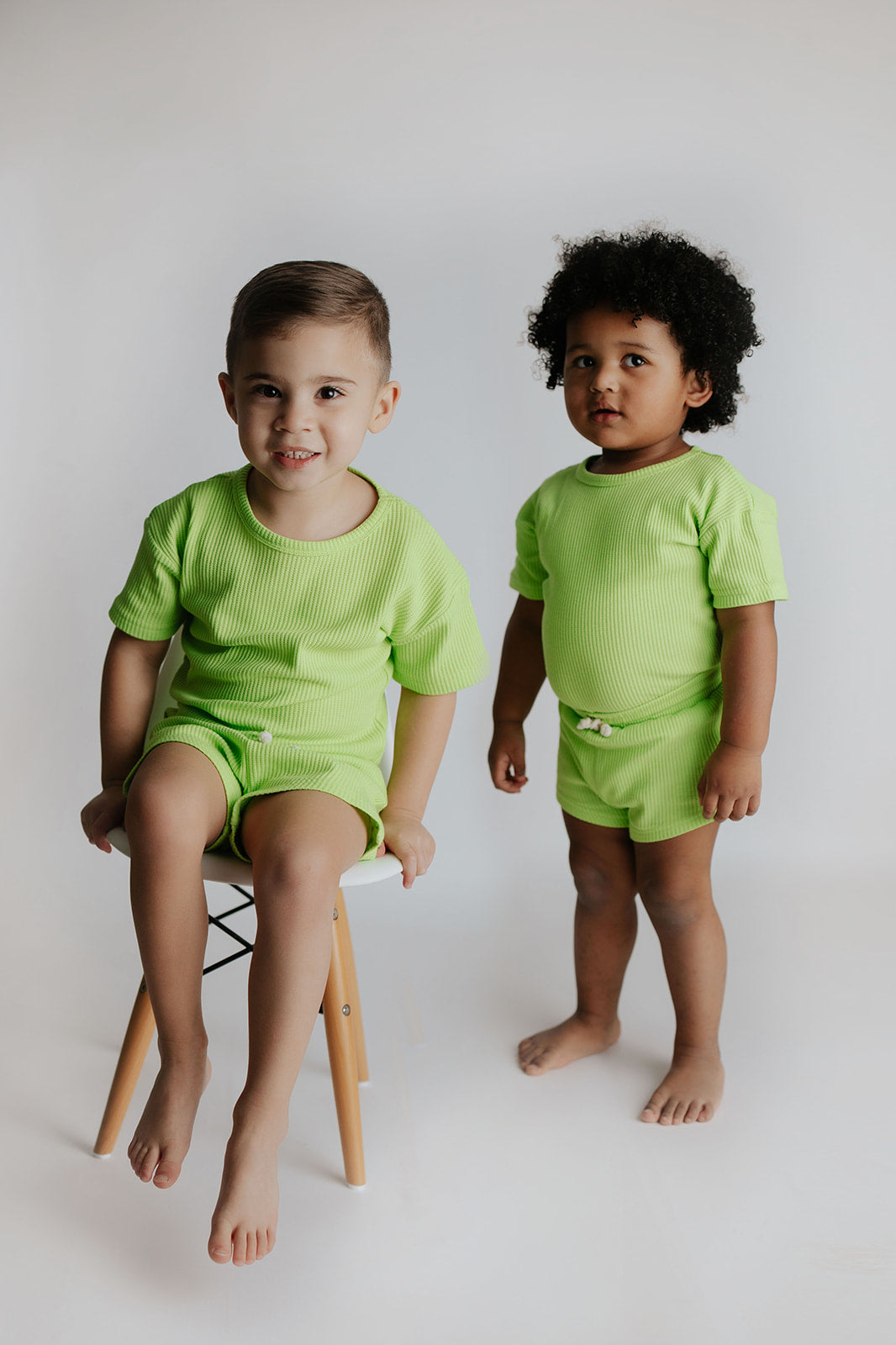 Three Little Tots Lime Green Waffle Set, another angle
