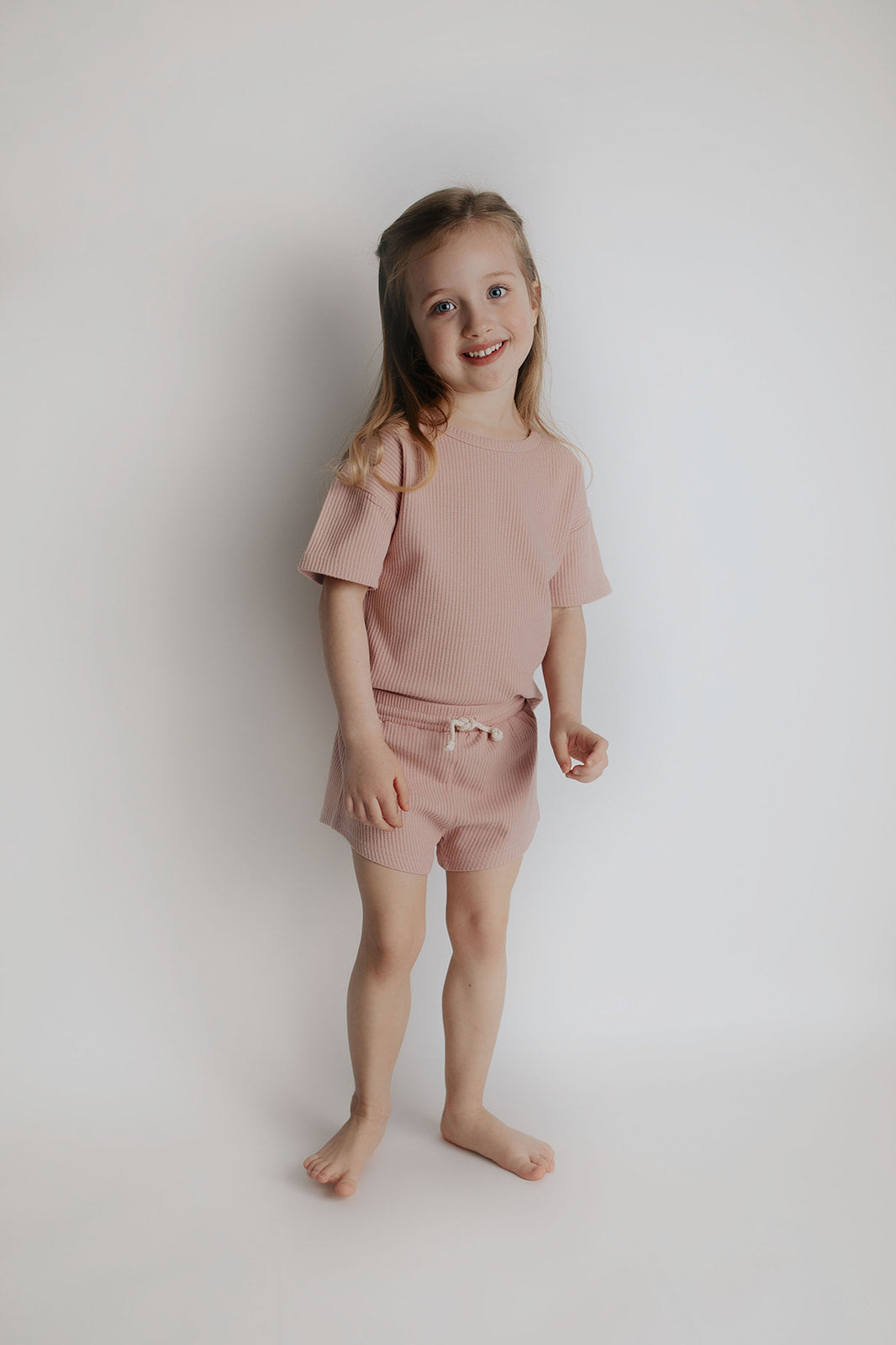 Three Little Tots Rose Summer Waffle Top and Bottom Set, fourth additional photo