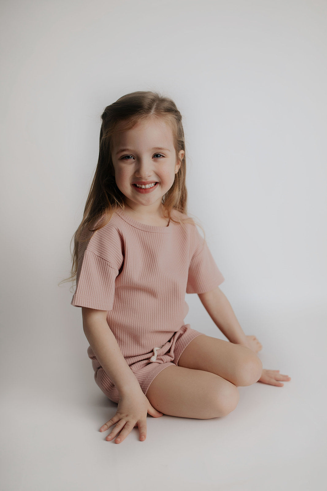 Three Little Tots Rose Summer Waffle Top and Bottom Set, fifth additional photo