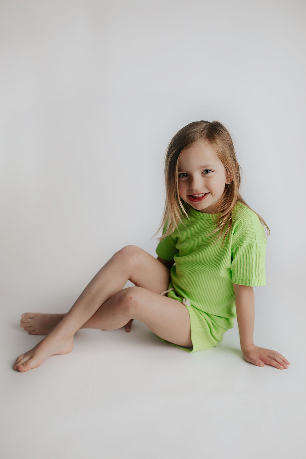 Three Little Tots Lime Green Waffle Set, alternate angle