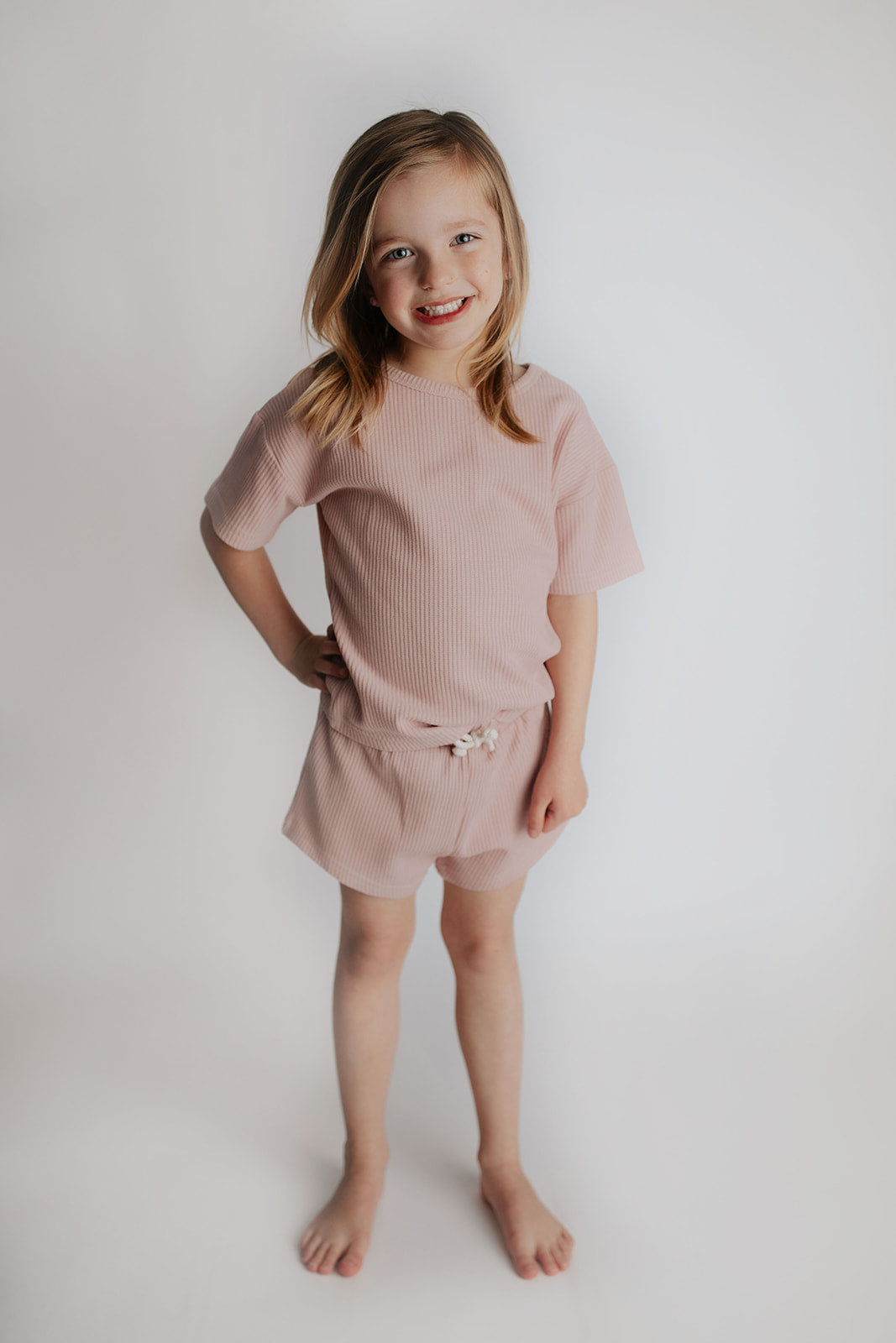 Three Little Tots Rose Summer Waffle Top and Bottom Set, additional product photo