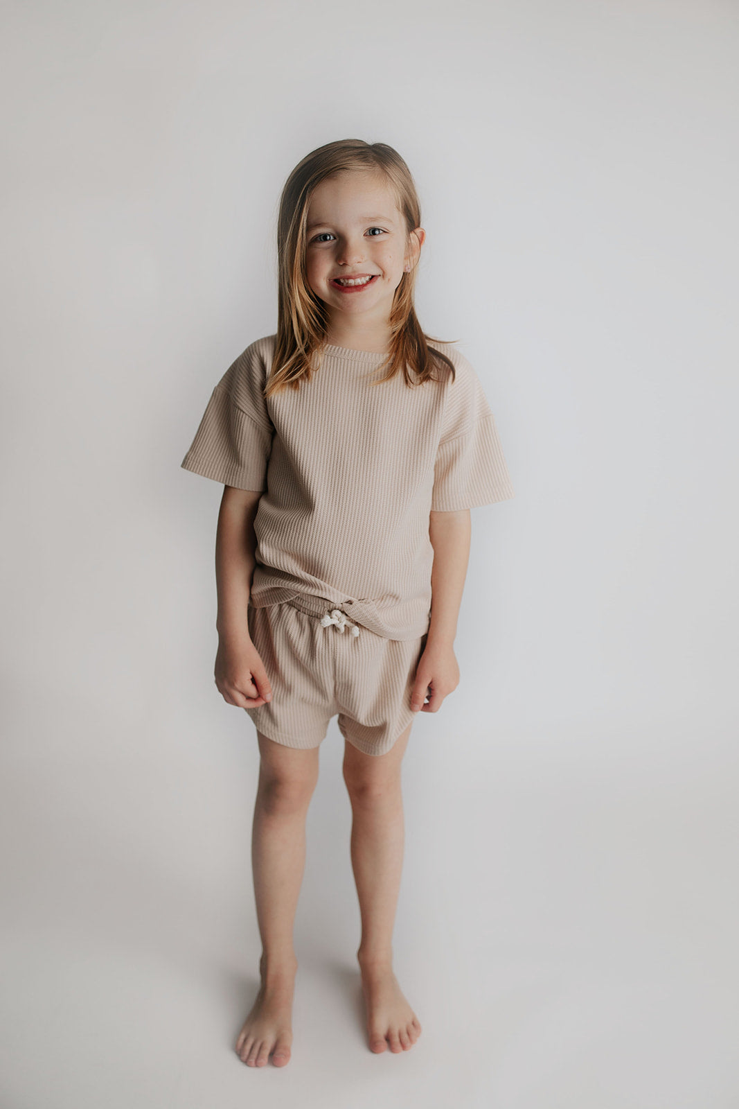 Three Little Tots Tan Waffle Set, alternate angle