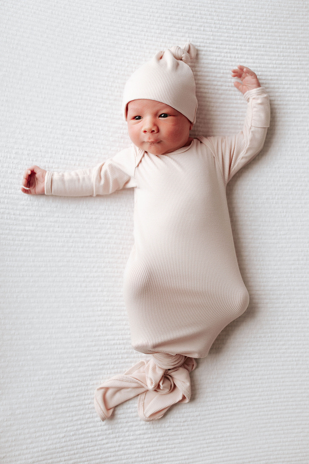 Sandy Ribbed Gown with Hat