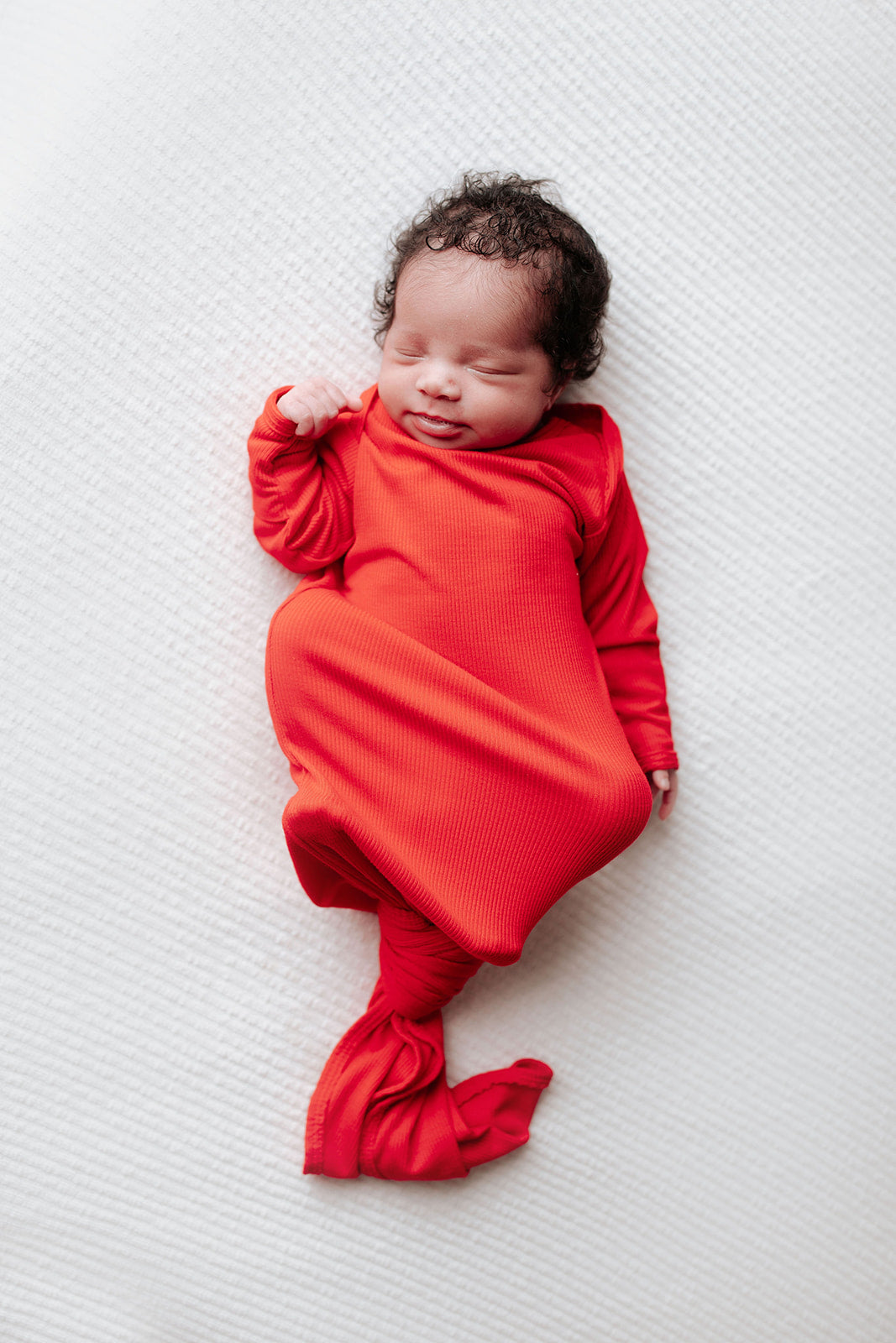 Three Little Tots Red Ribbed Knotted Gown, additional view