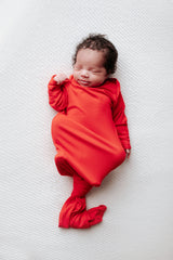 Three Little Tots Red Ribbed Knotted Gown, additional view