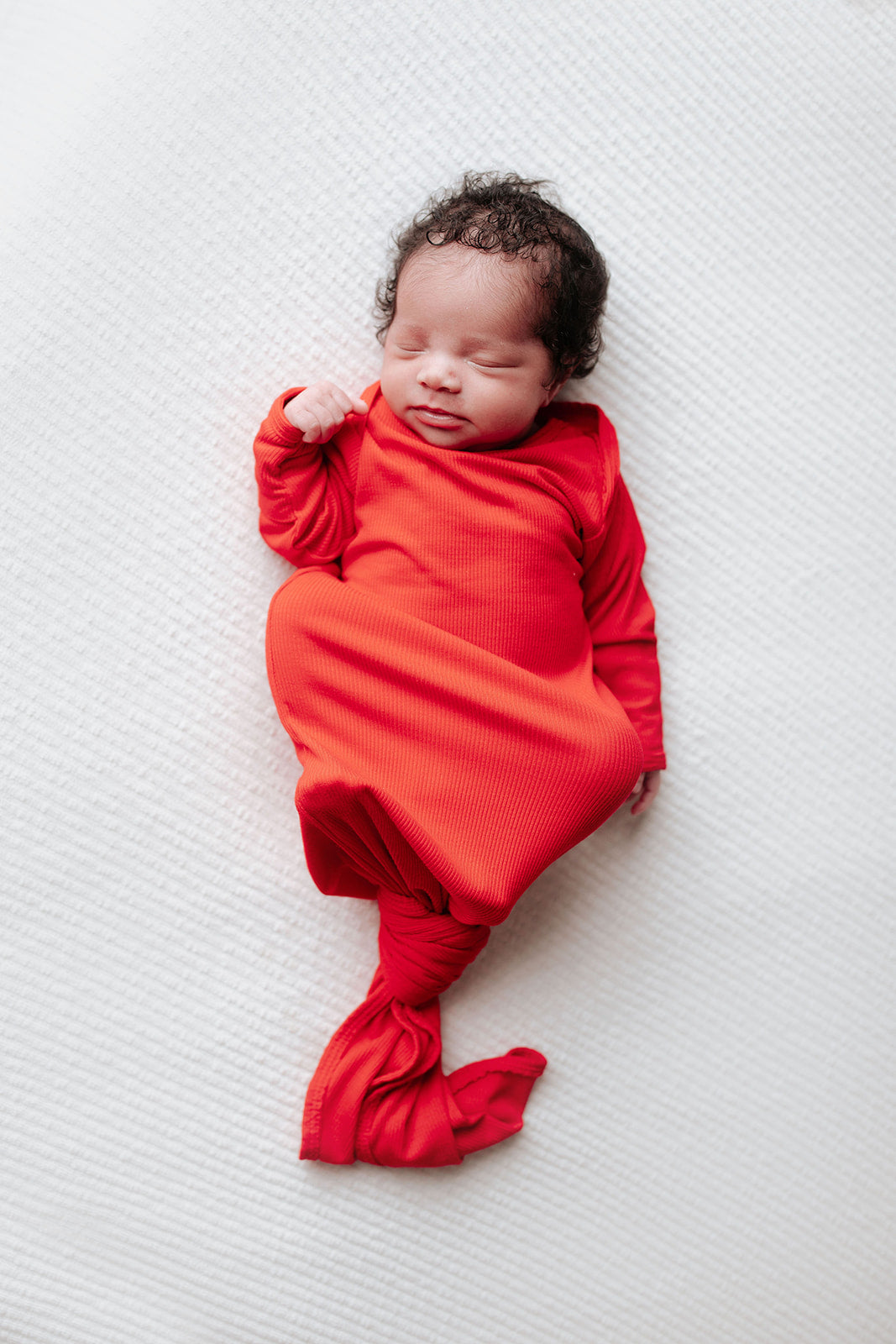 Three Little Tots Red Ribbed Knotted Gown, second additional photo