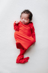 Three Little Tots Red Ribbed Knotted Gown, second additional photo