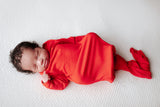 Three Little Tots Red Ribbed Knotted Gown, another angle