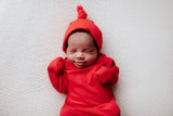 Three Little Tots Red Ribbed Knotted Gown, third additional photo