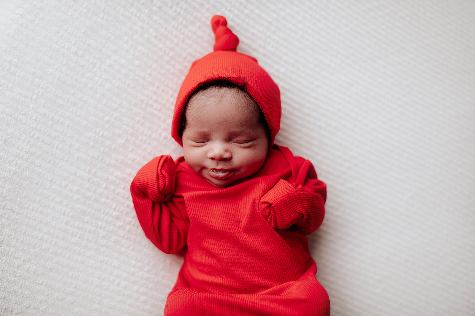 Three Little Tots Red Ribbed Knotted Gown, third additional photo