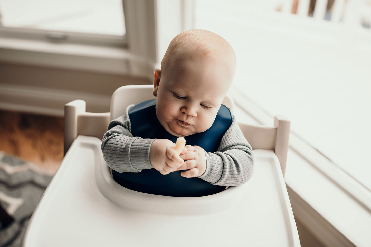 Sailor Blue Silicone Bib with Crumb Catcher