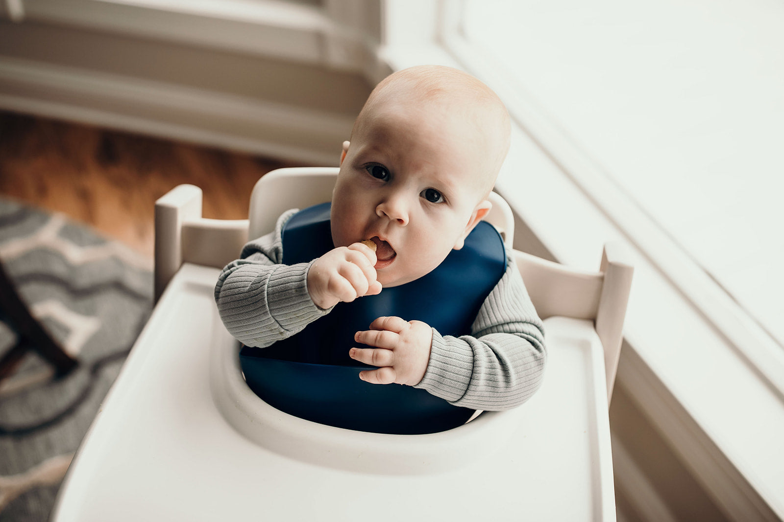Three Little Tots Sailor Blue Silicone Bib with Crumb Catcher, additional view