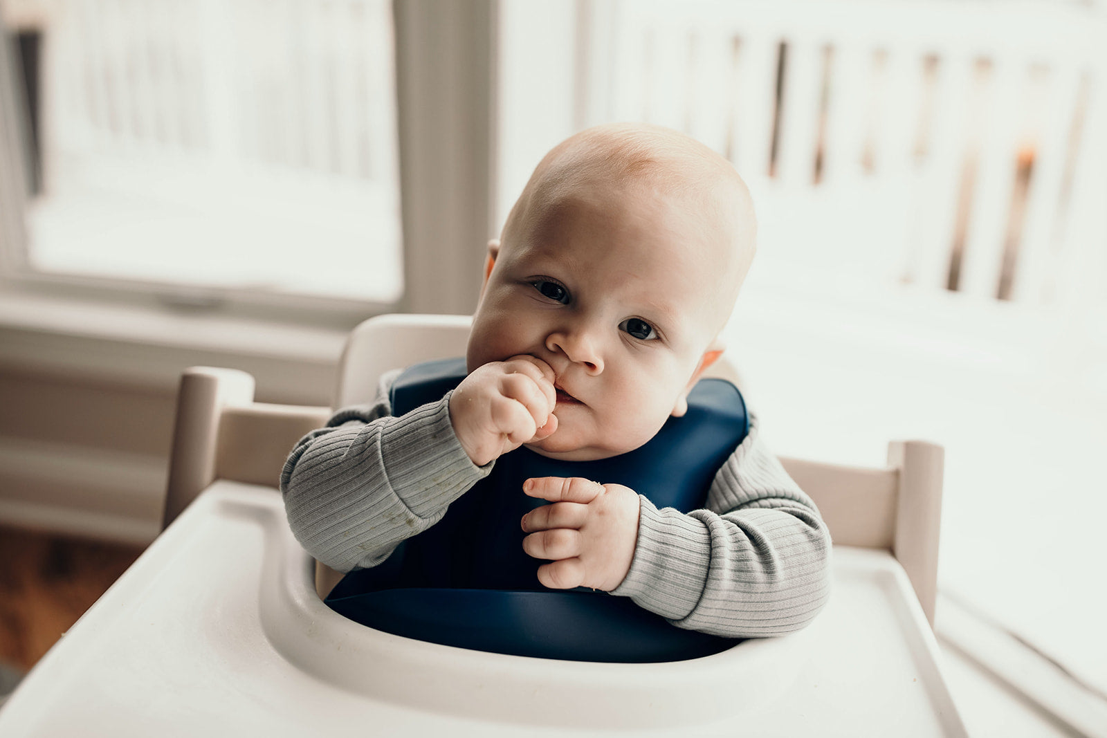 Three Little Tots Sailor Blue Silicone Bib with Crumb Catcher, extra product detail