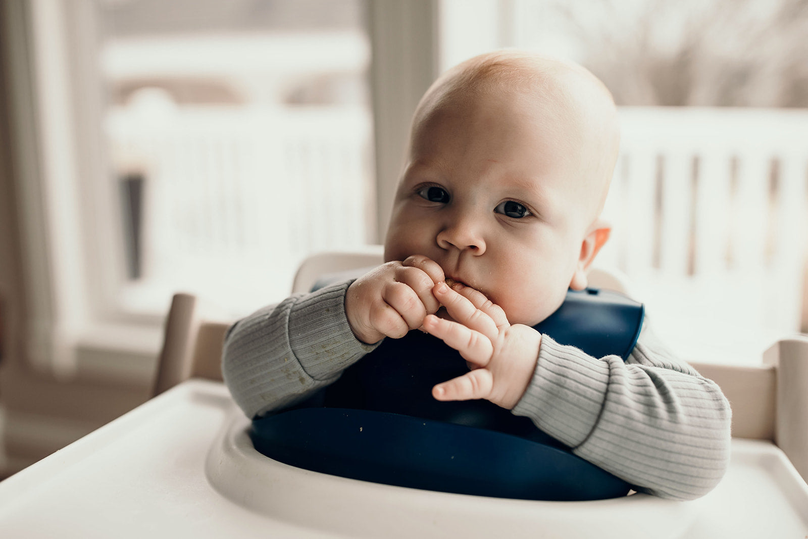 Three Little Tots Sailor Blue Silicone Bib with Crumb Catcher, second additional photo