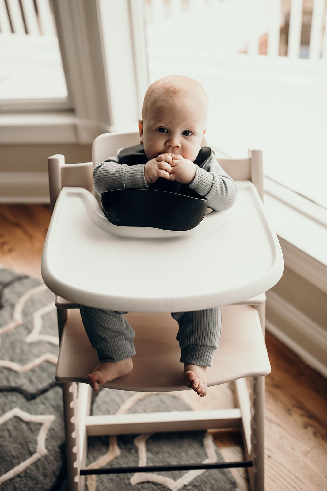 Three Little Tots Sailor Blue Silicone Bib with Crumb Catcher, fourth additional photo