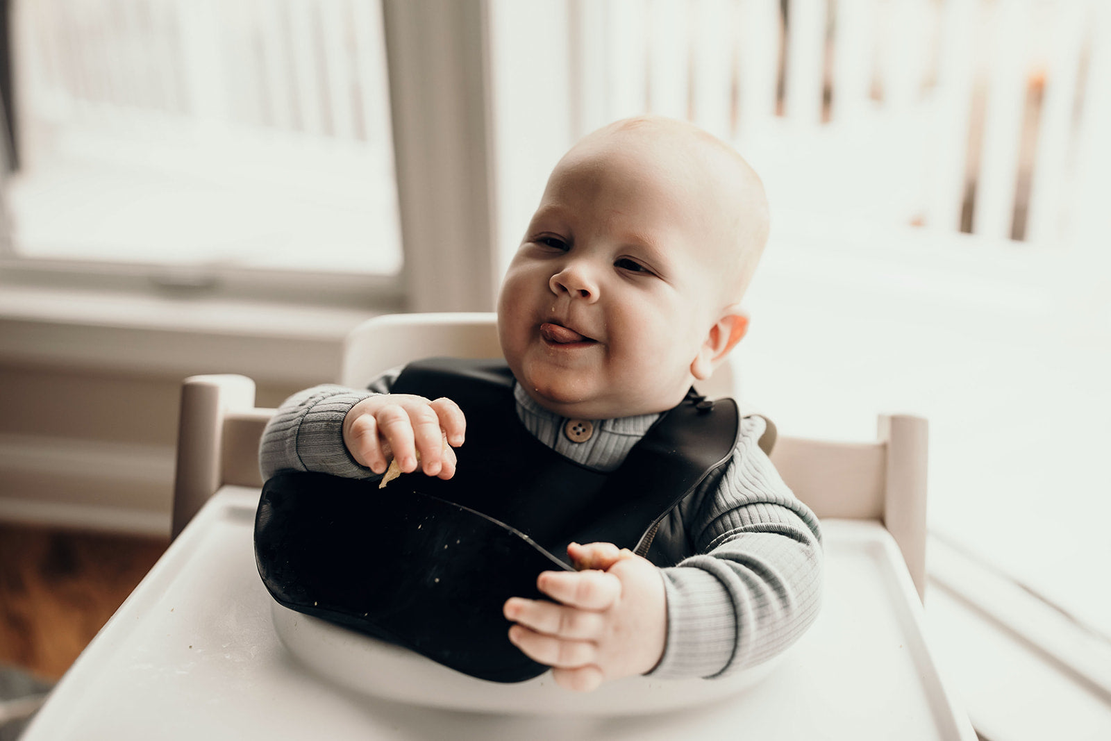 Three Little Tots Sailor Blue Silicone Bib with Crumb Catcher, sixth additional photo