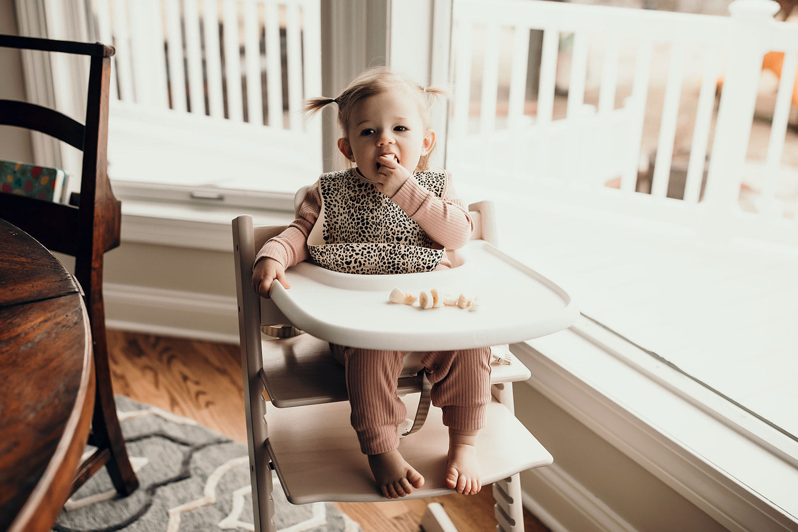 Three Little Tots Leopard Silicone Baby Bib, another angle