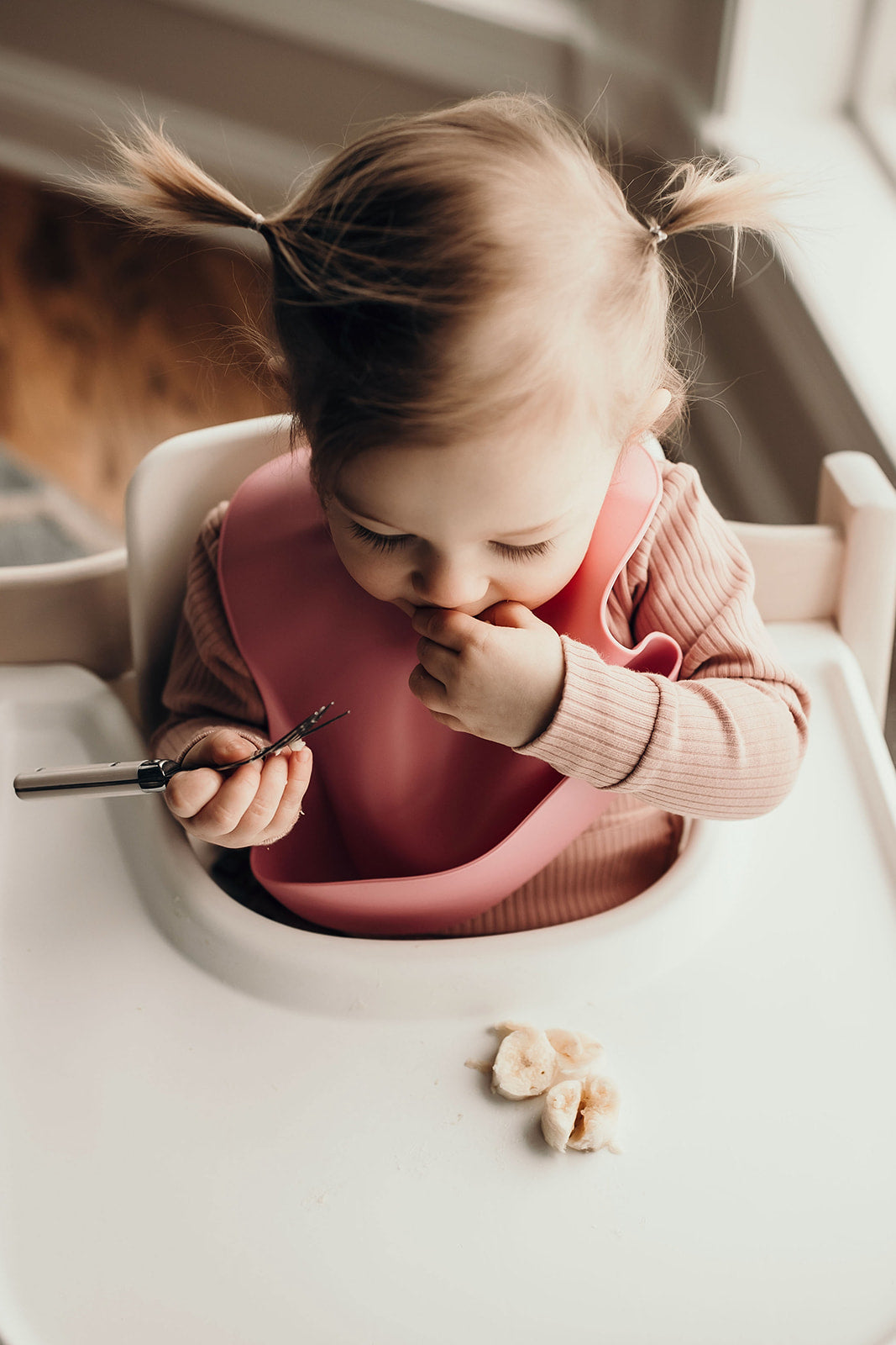 Three Little Tots Rose Silicone Bib with Crumb Catcher, additional view