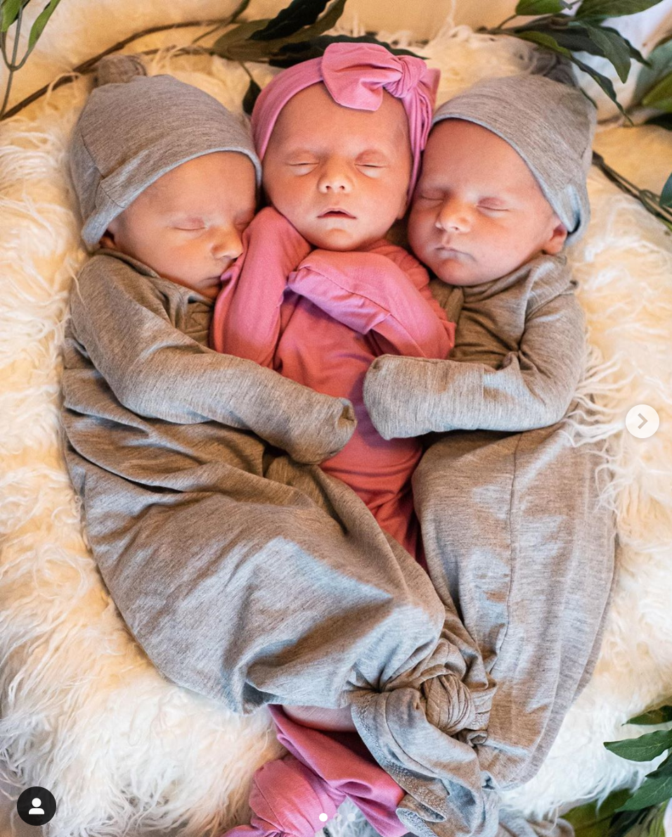 Rose knotted baby gown and gray knotted baby gown